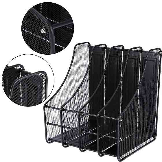 Лоток для документов вертикальный, металлический, черный 4 секции Павлоград