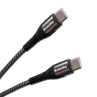 Дата кабель USB-C to USB-C 2.0m PD Fast Charging 65W 3A grey ColorWay (CW-CBPDCC039-GR) Винница