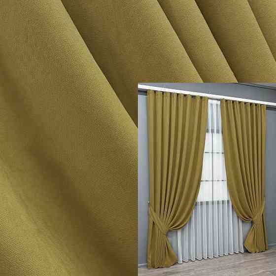 Комплект готових штор VR-Textil Мікровелюр Petek № 1514ш Гірчичний 200х290 см 2 шт (32-514) Київ