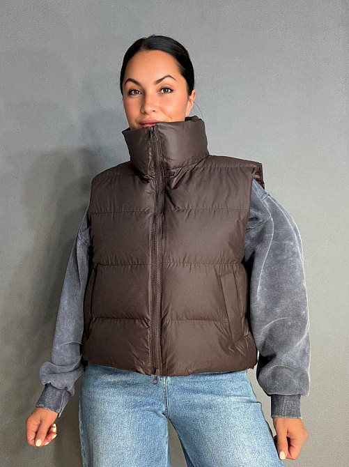 Жилетка жіноча A-N 10013 дута без капюшона коричнева, коричневий, 42 Київ - фото 6