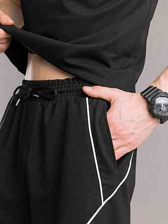 Чоловічі чорні шорти прямого крою весна/літо Pobedov Shape. Однотонні базові чоловічі чорні шорти Київ