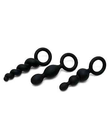 Набор анальных игрушек Satisfyer Plugs black (set of 3) - Booty Call, макс. диаметр 3 см  (мятая упаковка!!!) Sex Aura Киев