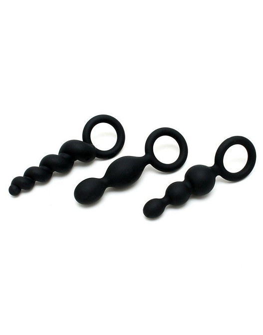 Набор анальных игрушек Satisfyer Plugs black (set of 3) - Booty Call, макс. диаметр 3 см  (мятая упаковка!!!) Sex Aura Киев - изображение 3
