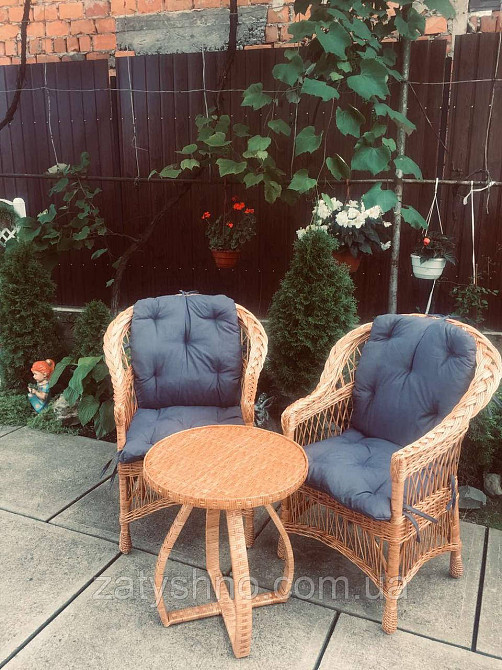 Меблі з лози з накидками синіми Київ - фото 4
