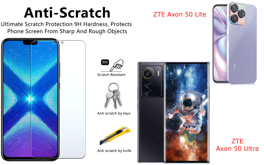 Захисне скло NeoGlass для ZTE Axon 50 Lite, ZTE Axon 50 Ultra – надпрозоре та стійке Київ - фото 1