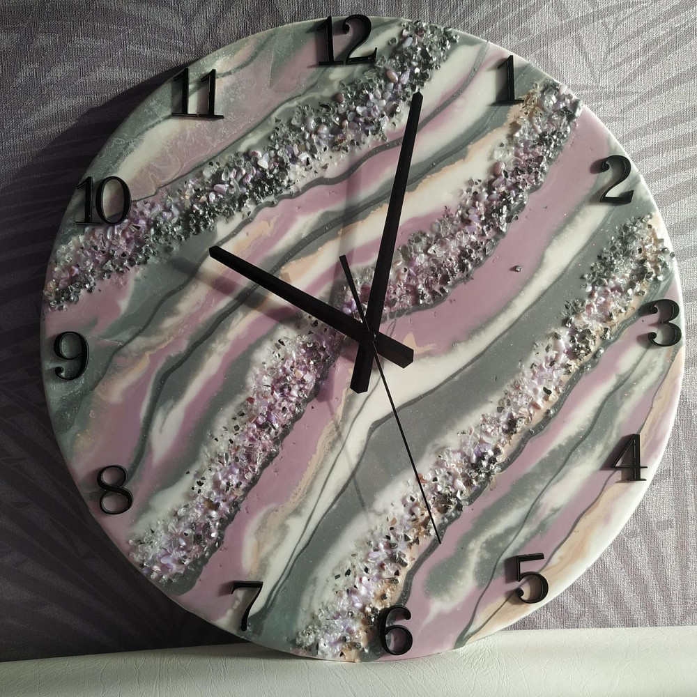 Часы настенные 40 см из эпоксидной смолы ручной работы Днепр - изображение 8