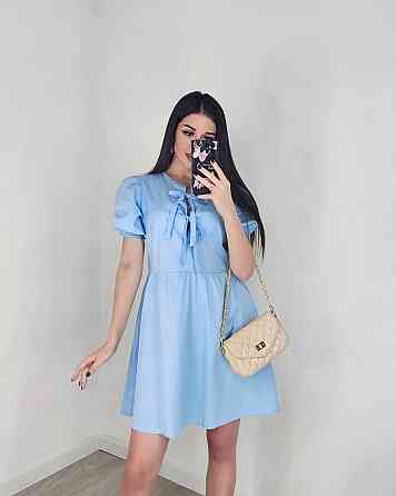 Женское романтичное мини платье-котон Голубой, 42/44 Одесса