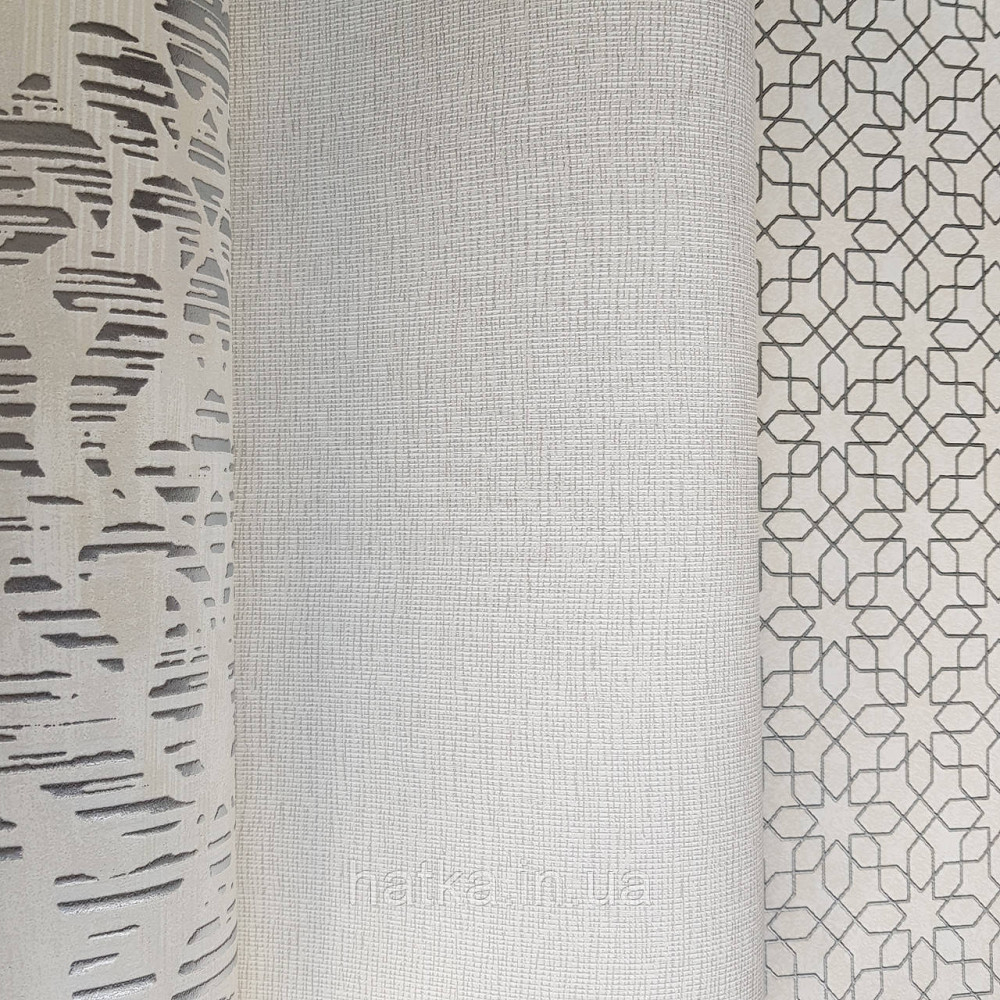 Шпалери флізелінові еко Galerie Metallic FX 0,53Х10 англія однотонні білі тонкі смужки сріблом Київ - фото 1