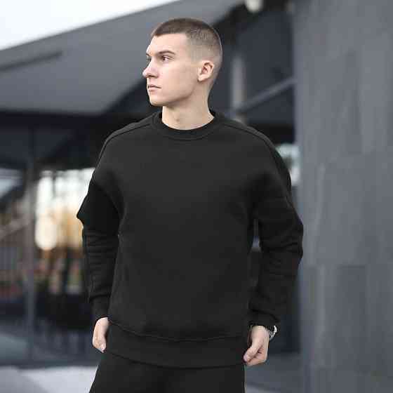 Оверсайз свитшот черный мужской осень зима Pobedov Hubble. Оверсайз кофта черная Киев