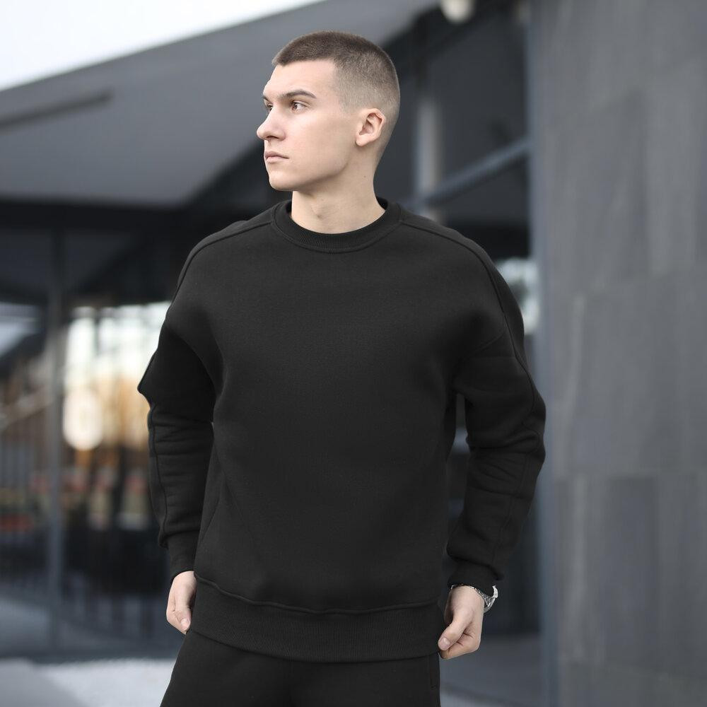 Оверсайз свитшот черный мужской осень зима Pobedov Hubble. Оверсайз кофта черная Киев - изображение 2