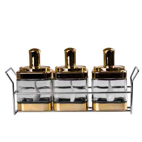 Банки для сипучих продуктів набір із 3 шт на металевій підставці, золото HP531FS1030J Коломия