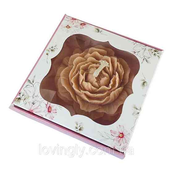 Свічка у формі троянди 8 см Колір Персик - натуральний віск, ручна робота, приємний аромат, стильна коробка Ірпінь