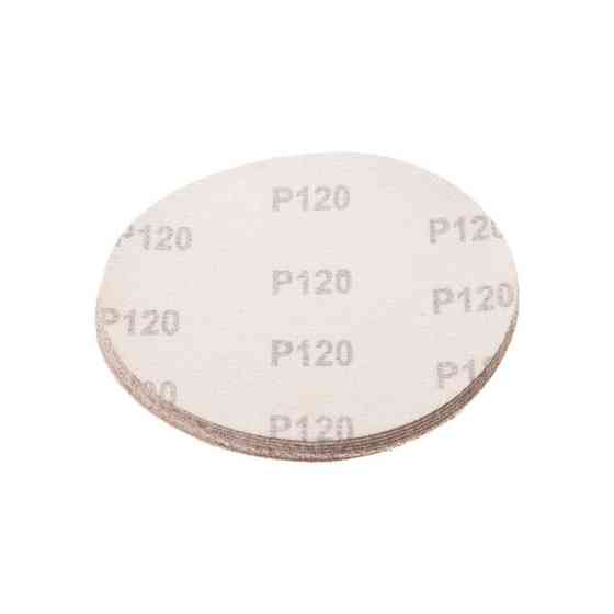 Круг наждаковий на липучці 125 мм, папір клас E, щільність 220 г/м², К120, 10 од. INTERTOOL BT-0562 Київ