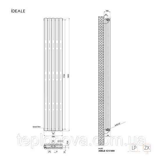 Дизайнерский радиатор 1800/295 (мм) белый мат IDEALE ADELE (универсальное подключение) 12 5/1800/295 Черновцы