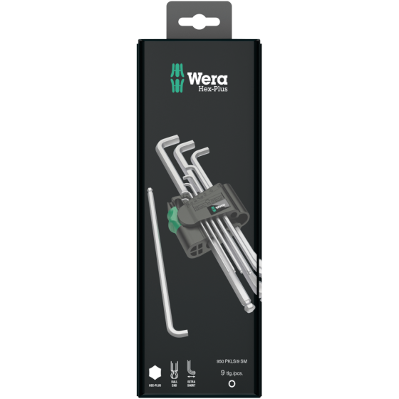 Набір шестигранників з кулею 9шт.,довгі, розмір: 1.5,2,2.5,3,4,5,6,8,10мм, Wera 950/9 Hex-Plus 05073594001 Одеса