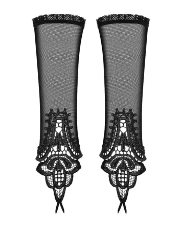 Сітчасті мітенки з мереживом Obsessive Luiza mittens One size, чорні Львов