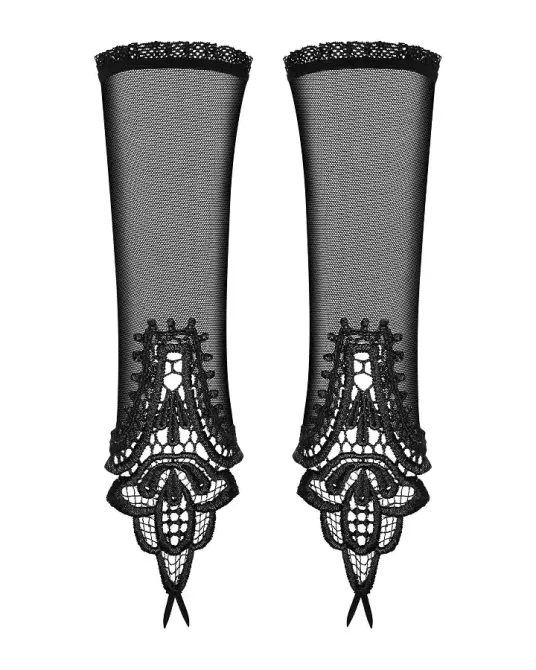 Сітчасті мітенки з мереживом Obsessive Luiza mittens One size, чорні Львів - фото 2
