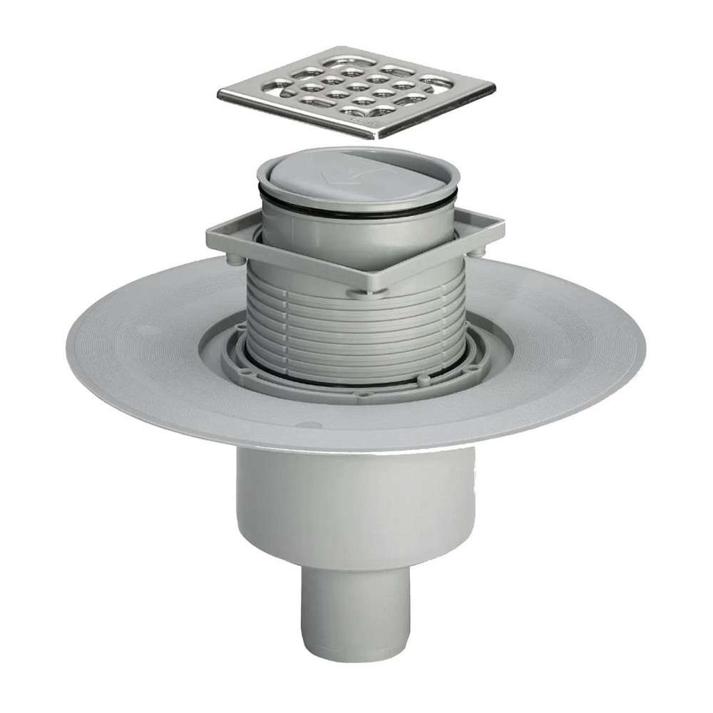 Трап із сухим закривомVIEGA ф50, неірж, решітка 100*100, верт. пластик 583224 Київ - фото 1