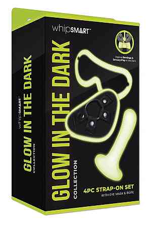 Набір БДСМ Whipsmart Glow In The Dark страпон, маска на очі, мотузка, флуоресцентні Sex Aura Київ