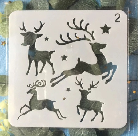 Новый год трафарет Олени декоративный 13 на 13 см серый Киев - изображение 1