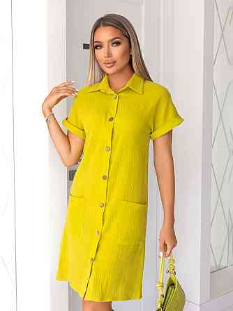 Літня муслінова сукня-сорочка "Erika" | Батал Гірчичний, 50-52 Київ
