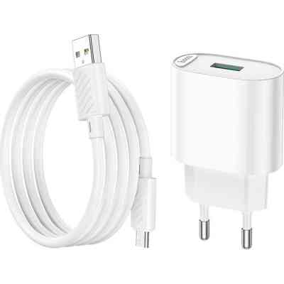Зарядний пристрій HOCO C109A Fighter USB QC3.0 + cable Micro 5P White (6931474784827) Вінниця