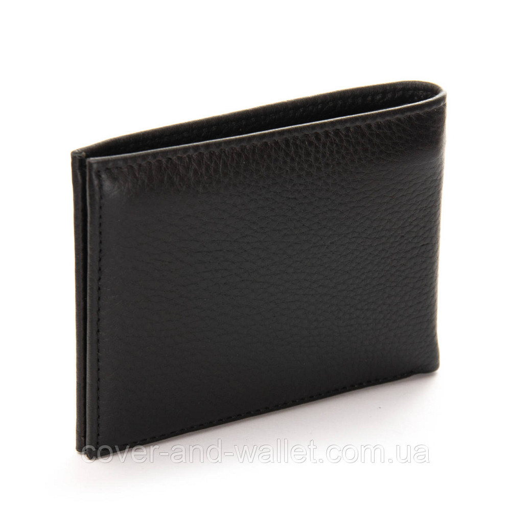 Невеликий чоловічий гаманець чорного кольору з натуральної шкіри Bretton Київ - фото 3