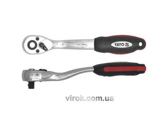 Тріщатка YATO : квадрат 3/8", L= 200 мм, 72T, вигнута ручка [6/24/48] Одеса