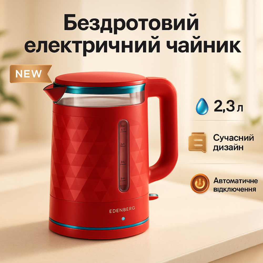 Тихий чайник Edenberg, Электрический чайник с функцией авто-отключения красивый электрический ID-75 Львов - изображение 8