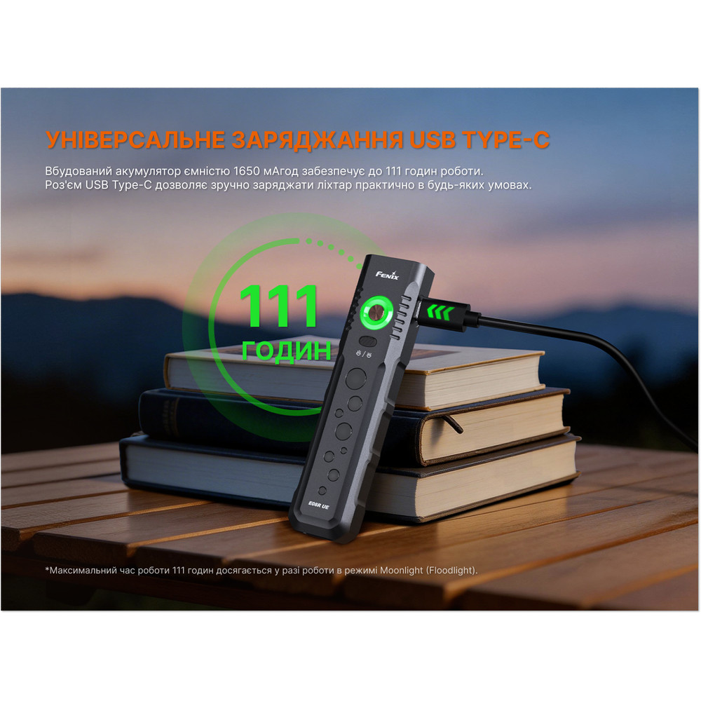 Ліхтар Fenix E08R UE, чорний Київ - фото 18