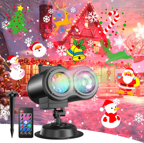 Світлодіодний RGB LED проектор хвиль та святкових візерунків IP64, 19 слайдів, 190 ефектів, пульт ДК, вуличний лазерний декор Київ