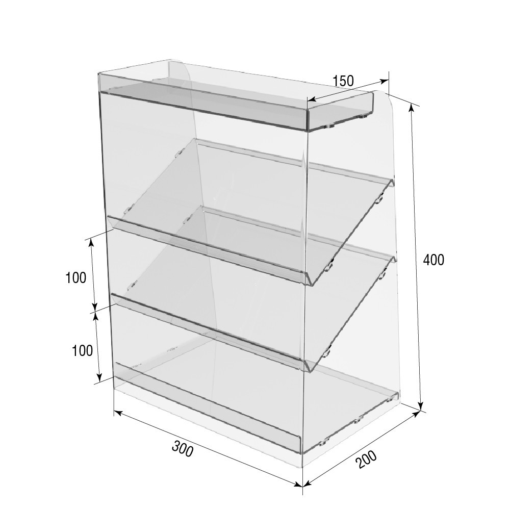 Підставка вітрина EKOSTAR 4 полиці 300х200х400 Київ - фото 4