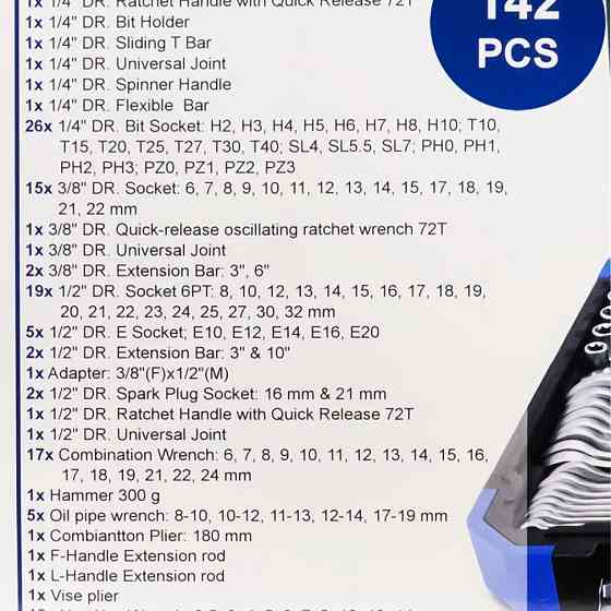 Набір інструментів 142 предмета 1/2", 3/8", 1/4" SCHEPPACH SCH-41421-5 Одеса