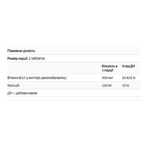 Vitamin B12 500mcg - 100 tabs Луцьк