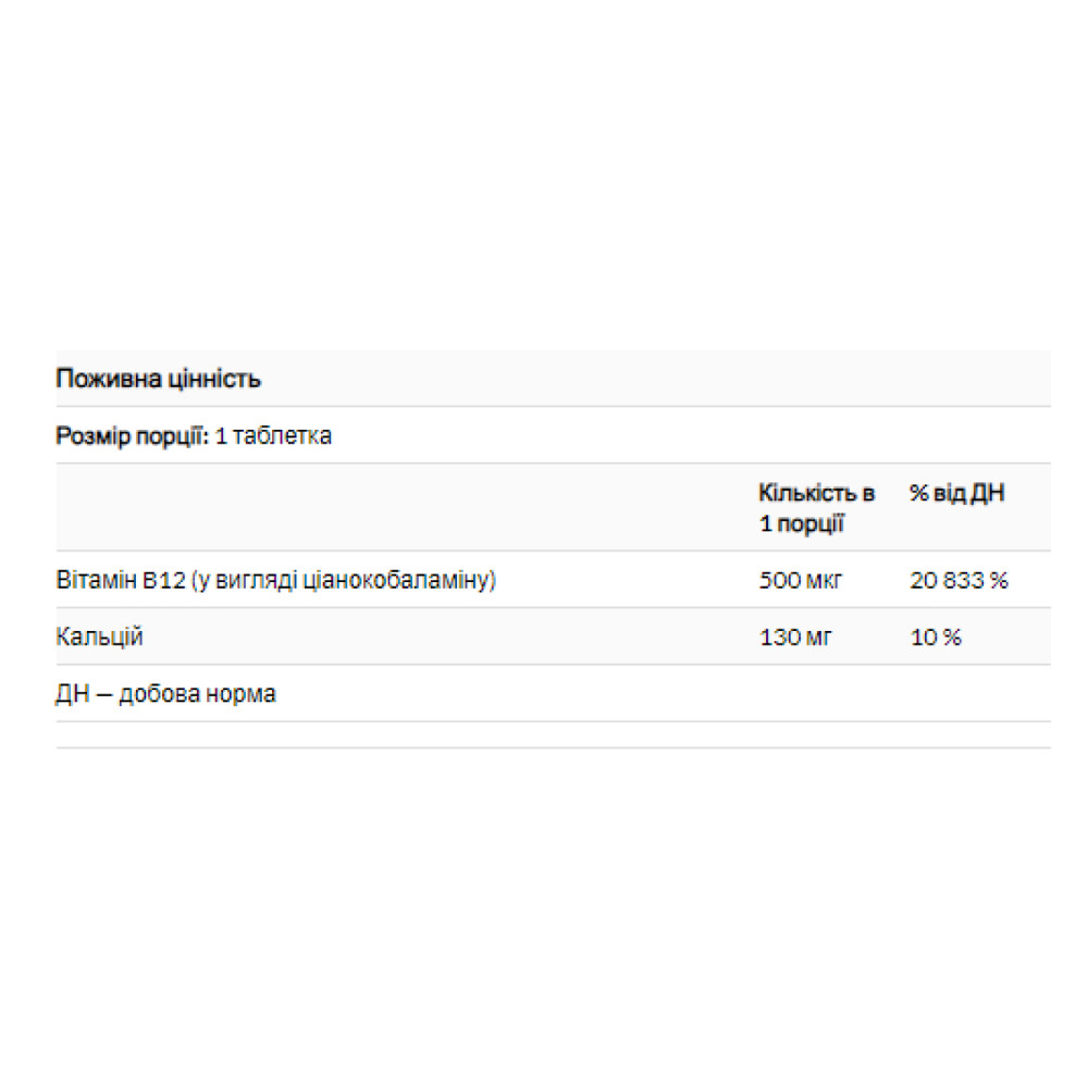 Vitamin B12 500mcg - 100 tabs Луцьк - фото 2