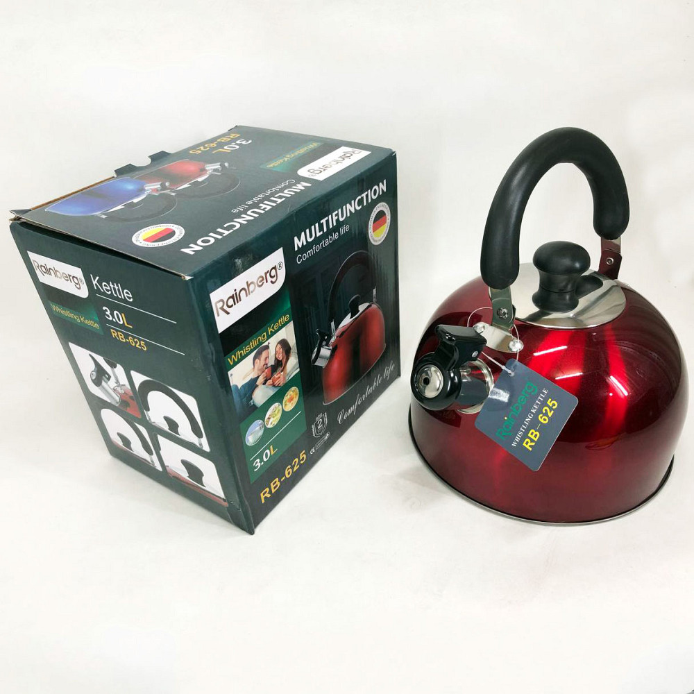Чайник зі свистком для кип'ятіння Rainberg, Чайник з потовщеним дном і прогумованою ручкою NQ-62 Івано-Франківськ - фото 6