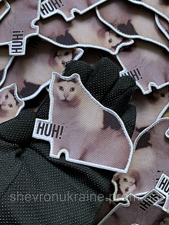 Печатный шеврон КОТ HUH! (Форма контурная. На липучке) Размер 7x8.2см Киев - изображение 6