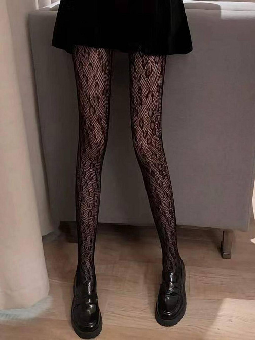 Женские черные колготки - сеточка с отделкой Черный 3 Одесса - изображение 7
