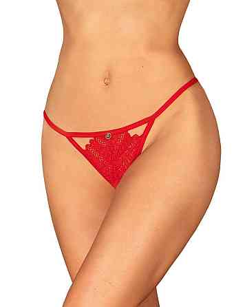 Трусики з доступом Obsessive Ingridia crotchless thong XL/2XL, червоні Sex Aura Київ