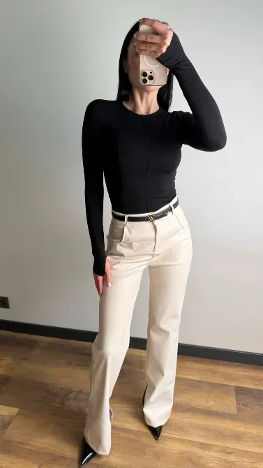 Кожаные брюки с идеальной посадкой и вырезами Одесса - изображение 9