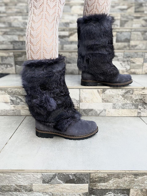 TopS Унти жіночі TopS сірі натуральна замша хутро (висота 26см обхват 32-33см стелька 24.5-26см Коломыя - изображение 5