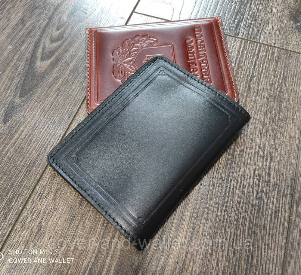 Чорна шкіряна обкладинка на посвідчення Офіцера Puos Київ - фото 3