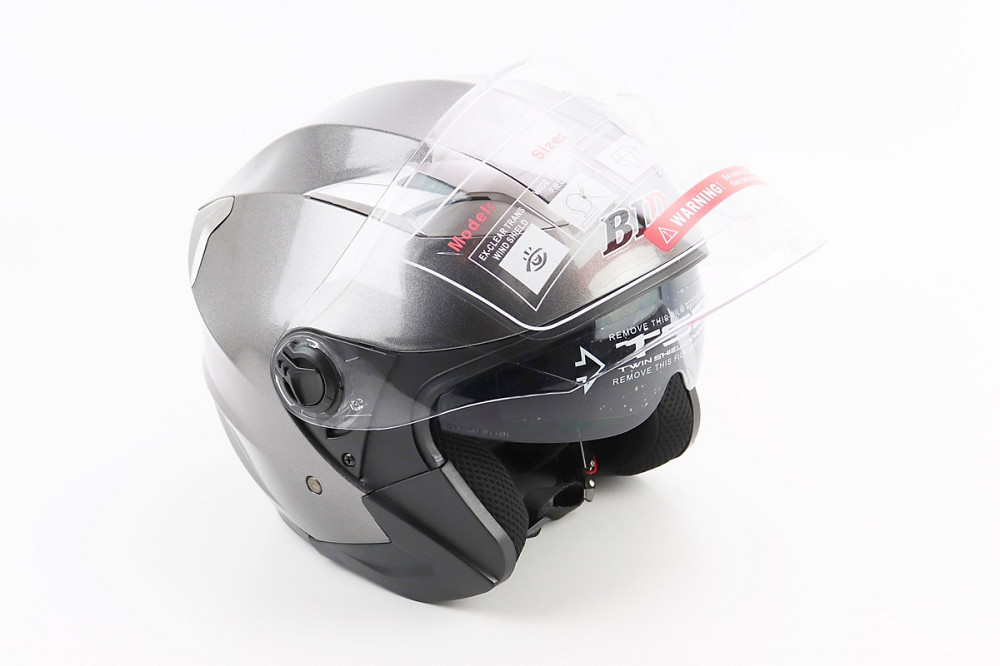 Шолом відкритий+відкидні окуляри BLD-708 М (57-58см), СІРИЙ глянець Київ - фото 2