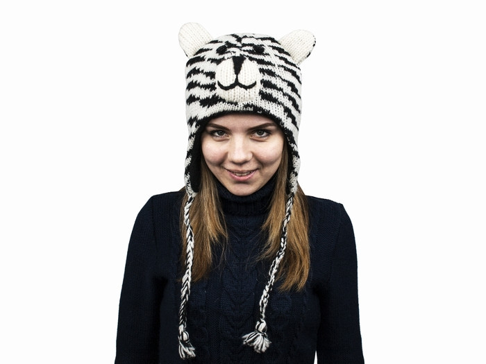 Шапка вязаная для мальчика Тигр белый Киев - изображение 1