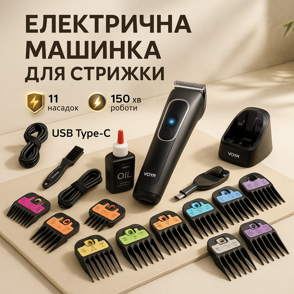 Тример з регульованою довжиною VGR, Електромашинка для стрижки, Машинка для стрижки волосся і потилиці VM-71 Львів - фото 15