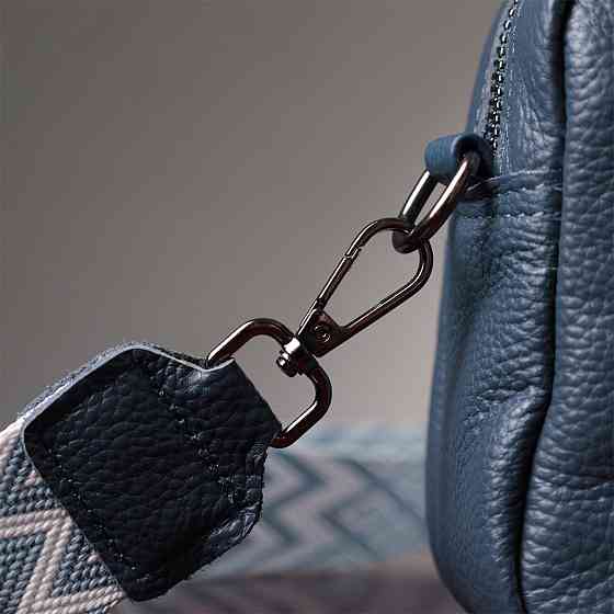 Оригінальна сумка жіноча з накладною кишенею з натуральної шкіри Синя (Vintage) Київ