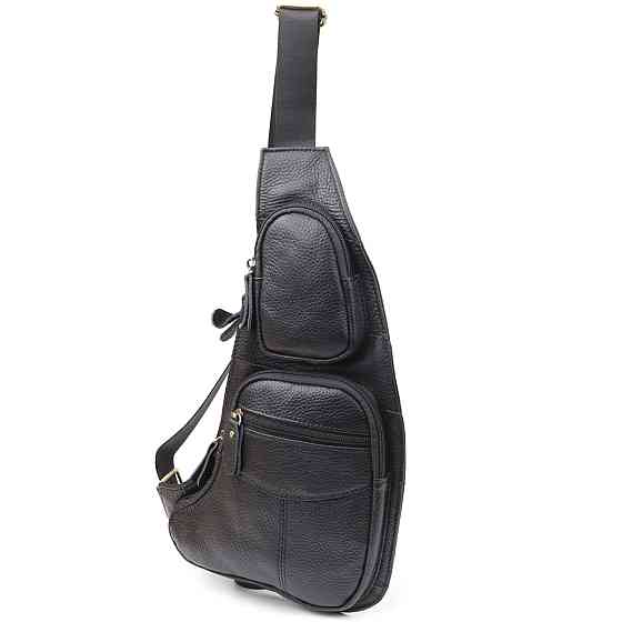 Сумка для чоловіків з великою кількістю кишень із натуральної шкіри Чорний (Vintage) Київ