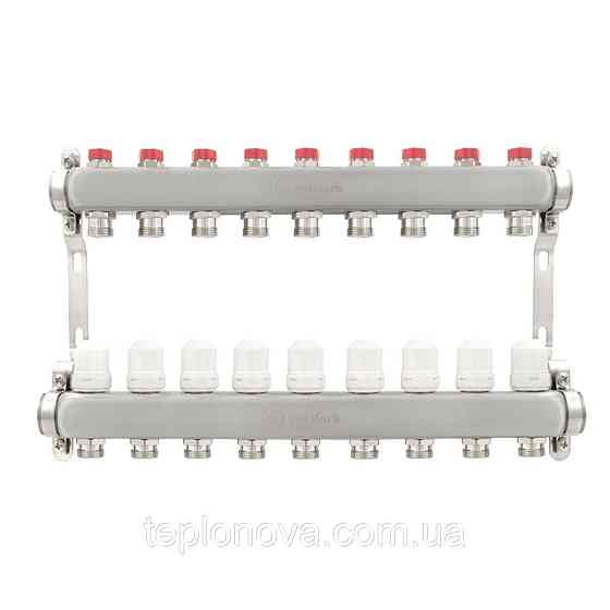 Колектор нержавійка на 9 пар виходів  "Polmark" для теплої підлоги та радіаторів Чернівці