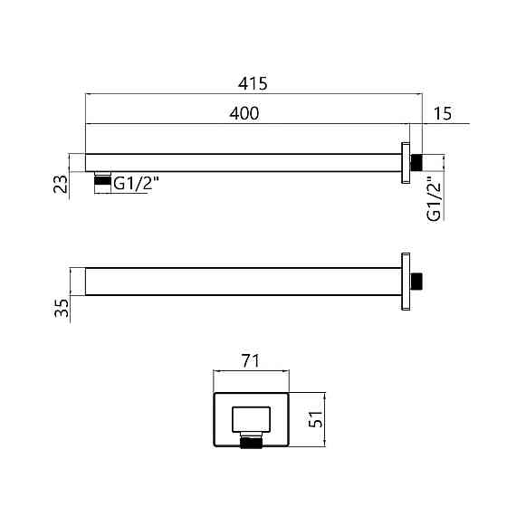 Кронштейн для верхнего душа Qtap Trubice 400 мм прямоугольный QTTRU120CRM45928 Chrome Киев