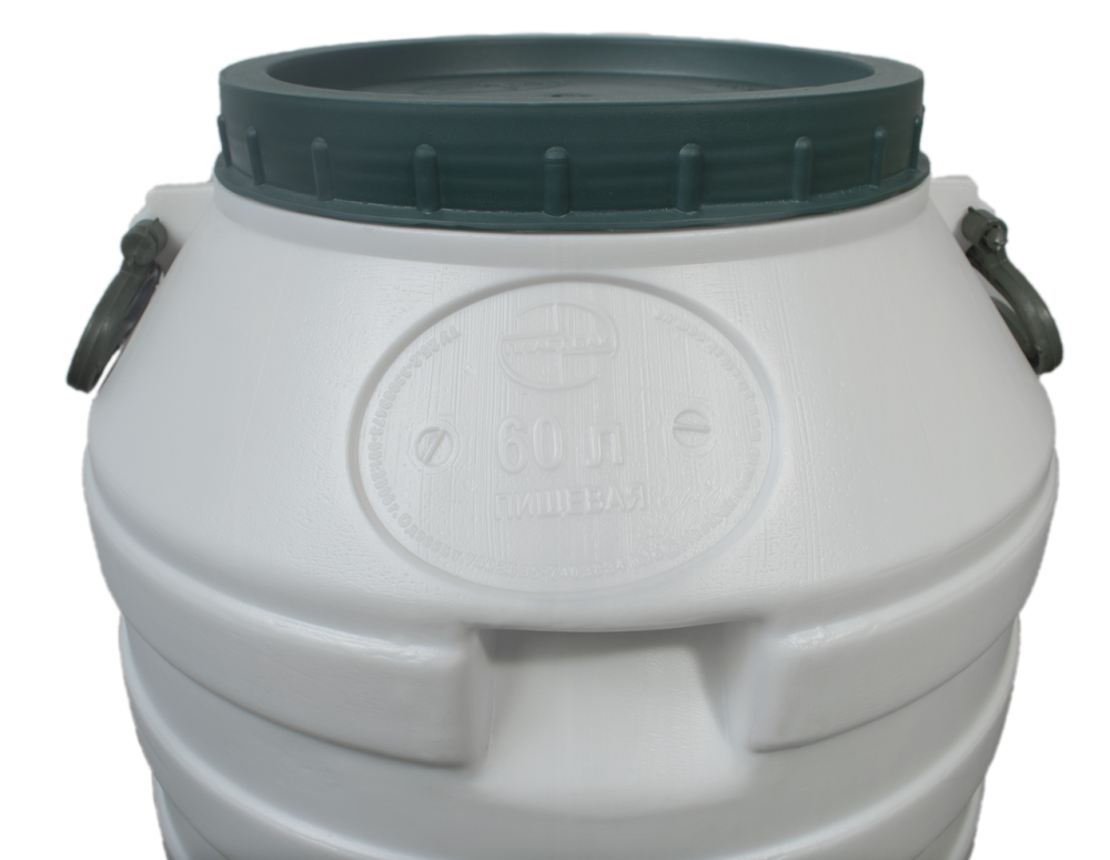 Бочка  пищевая  60 л белая пластиковая  низкая бидон  широкая горловина для молока и воды Днепр - изображение 2